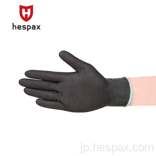 Hespax安価な工場13Gブラックサンディニトリルグローブ